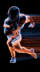 Neon glowing american football player running with ball dynamic motion vector illustration © Александр Марченко