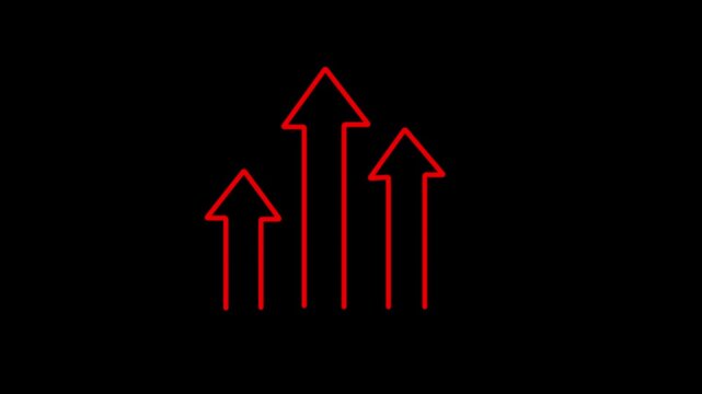 Dollar coin icon with three upward growth arrows. money growth and stock market increase sign for UI design.