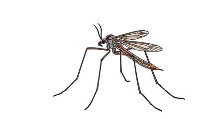 Obraz premium Brown Crane Fly Daddy Longlegs Insect Graphic with Detailed Wings and Legs Isolated on White for Educational Use