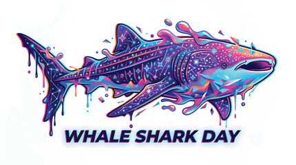 Fototapeta premium Whale Shark Artistic Digital Painting with Vibrant Celestial Motifs