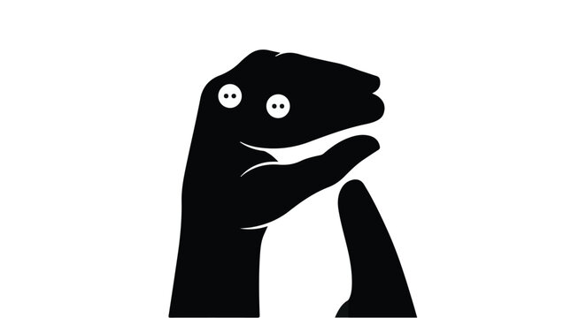 Hand Sock Puppet Silhouette Icon Vector Illustration Isolated on White Background