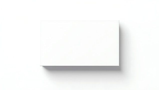 Blank white business card mockup top view. Minimalist corporate stationery design template with realistic paper texture.