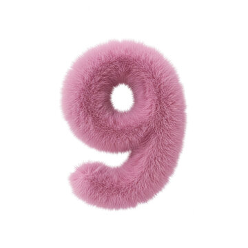Sparkly pink foam number nine in 3d style