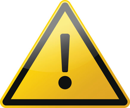 Warning sign gradient shine vector illustration, modern glossy caution symbol design template setpro
