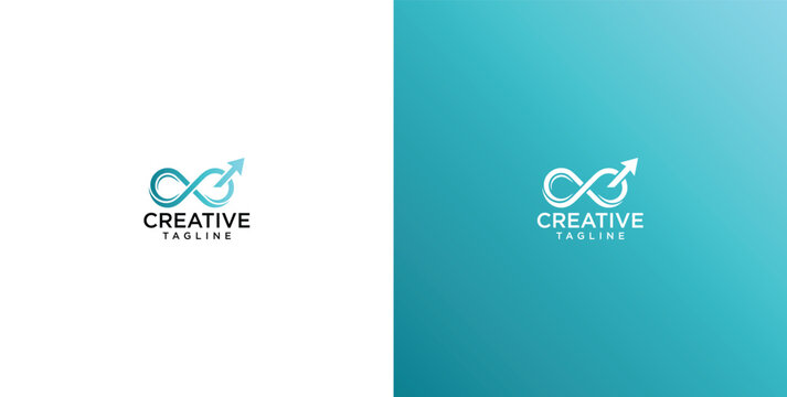 Infinity loop arrow logo design representing endless growth and business success