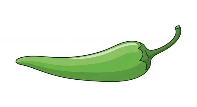 Healthy Organic Green Hot Chili Pepper Graphic for Spicy Cooking Recipes and Kitchen Design Elements