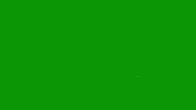 Animated sparkling particles floating against a green screen backdrop with black bars for title placement