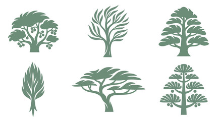 Set of decorative tree silhouettes © Lexxa
