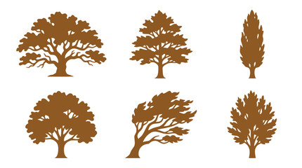 Set of different tree silhouettes © Lexxa