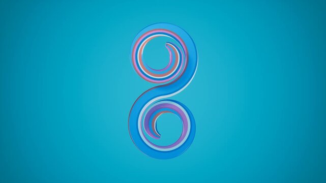 Colorful spirals on blue background. 3d rendering