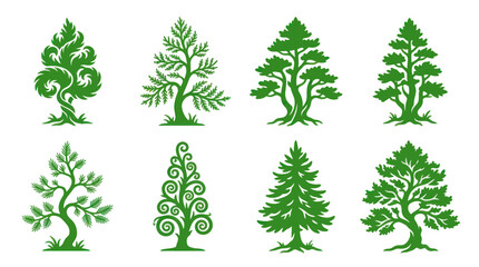 Various green tree silhouettes © Riski