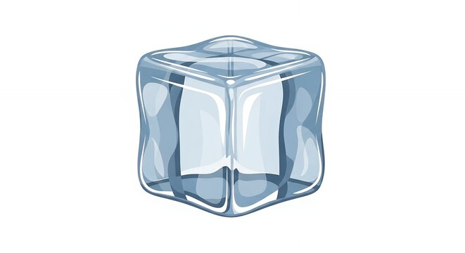 Realistic Transparent Ice Cube Illustration Isolated on White Background for Cool Refreshing Drink Concepts