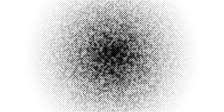 Binary halftone texture background. Square dot faded gradation wallpaper. Black and white squared pixels. Abstract glitchy 8 bit video game backdrop. Vector comic bitmap dither screen tone overlay