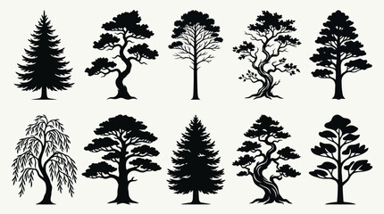 Collection of diverse tree silhouettes © KingShawn