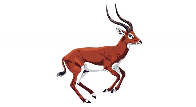 Graceful Impala Antelope Leaping in Motion Wildlife Illustration Isolated on a Clean White Background Graphic