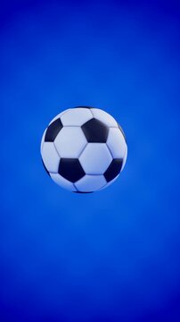 Floating soccer ball on blue background. 3d rendering