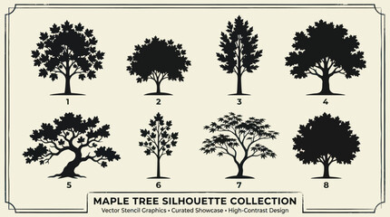 Collection of diverse tree silhouettes © KingShawn