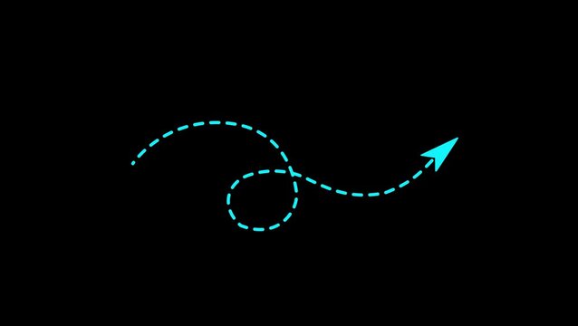 Transparent background dotted chine arrow animation for creative direction, progress, and motion graphic compositions.