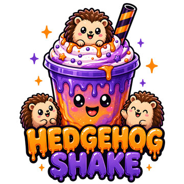 Cute hedgehog shake cartoon character isolated on transparent background for fun art projects