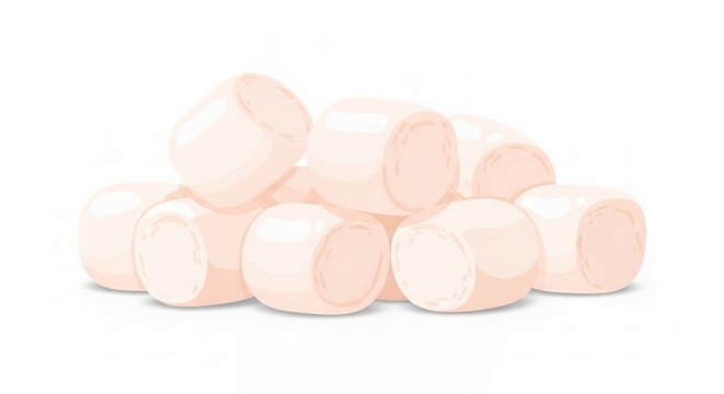 Heap of Fluffy Pink Marshmallow Candies Isolated on White Background Perfect for Sweet Dessert and Food Design