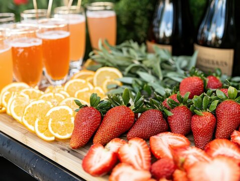 Creative beverage station featuring assorted ingredients, mixing tools, and decorative elements highlighting handcrafted drinks and entertaining inspiration