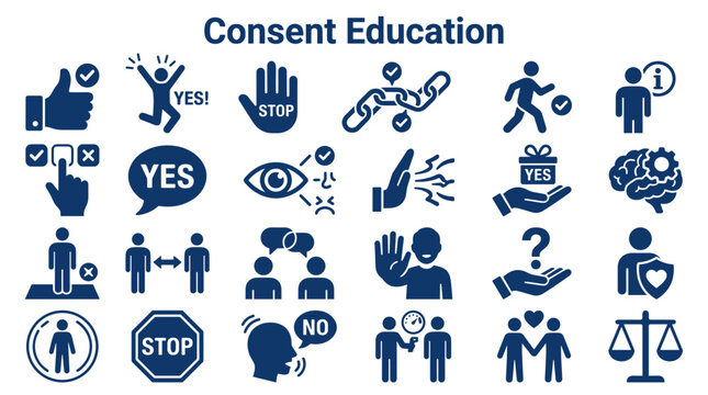 Consent Education Icons Set Graphic Resources Graphic Design Elements Social Issues Visual Communication