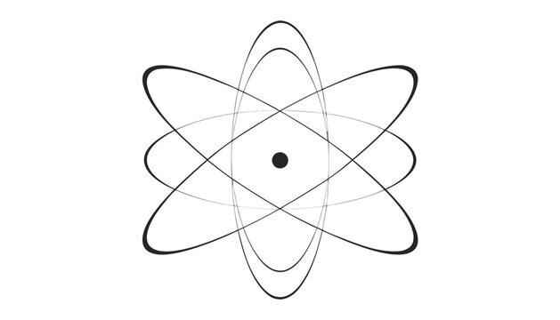Minimalist atomic structure icon representing science, physics, and nuclear energy