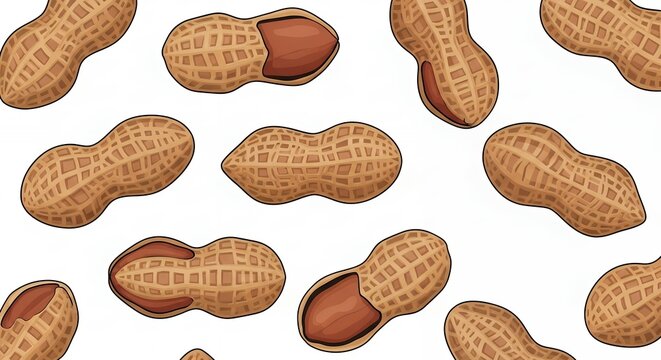 Healthy Roasted Peanuts in Shells and Cracked Nut Pods with Tasty Kernels Isolated on a Clean White Background