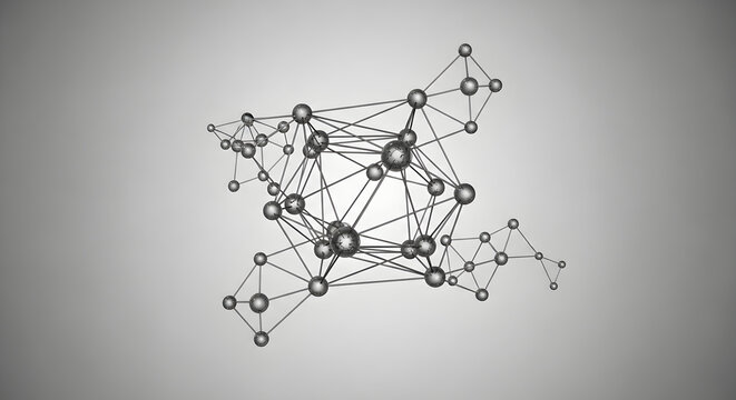 Abstract Network Visualization of Interconnected Nodes and Spheres Representing Global Digital Communication and Data Science Connectivity