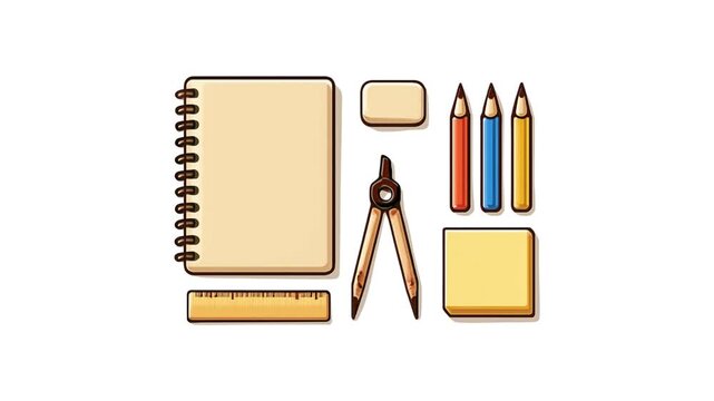school stationery isolated on white