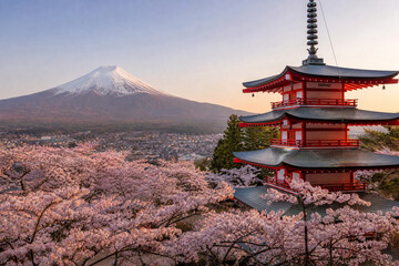 Naklejka premium 富士山 五重塔