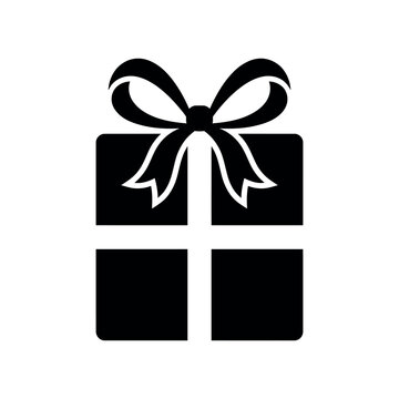 Gift box icon with ribbon bow for holiday celebration and birthday