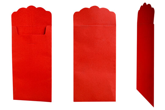 Three views of blank textured red envelopes (ang pao, lai see) on a black background, perfect for Chinese New Year, weddings, or gift card mockups