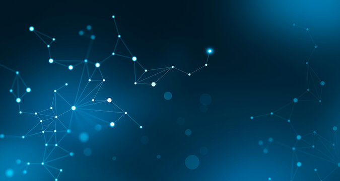 Glowing Digital Connection Network Background with Abstract Technology Nodes and Data Link Structure