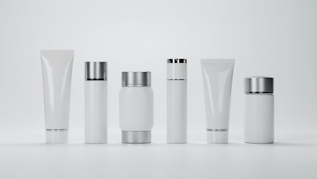 Cosmetic product mockup collection realistic white tubes bottles for branding packaging design