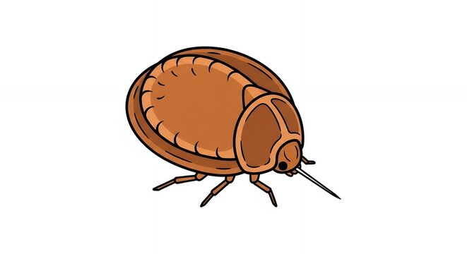 Detailed Brown Bed Bug Parasite Illustration for Infestation Awareness and Pest Control Graphics Design