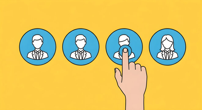 Human Resource Manager Selecting Candidate From Professional Profile Icons For Employment Recruitment Process Concept