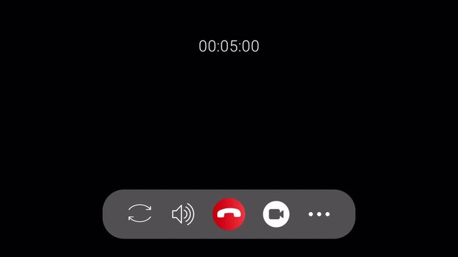 Video call interface with calling text and person icon  on a transparent background. Call screen, video, speaker, internet, video calling in 4k 