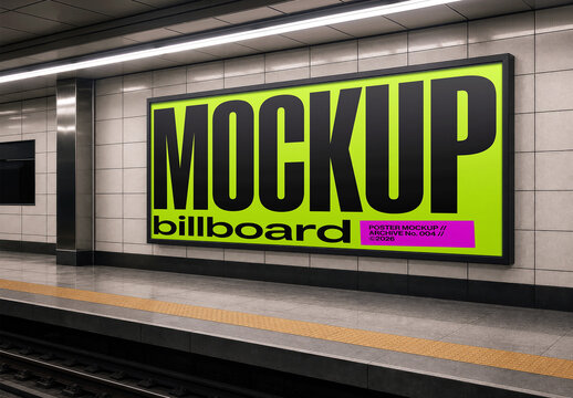 Billboard Subway Platform Mockup