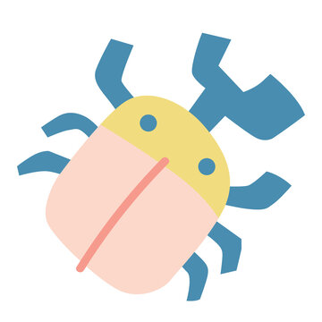 Cute cartoon stag beetle rhinoceros horn insect vector illustration