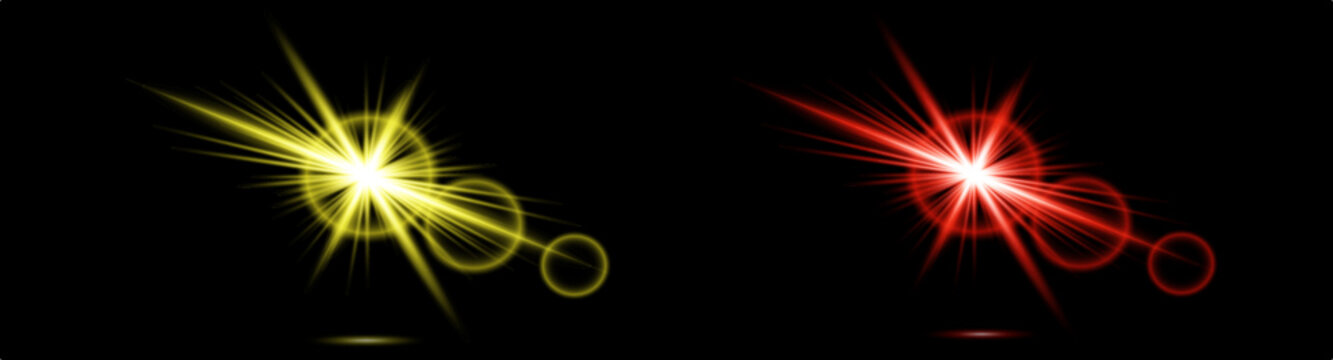 Dynamic light effect starbursts vibrant yellow and fiery red light effects for graphic design