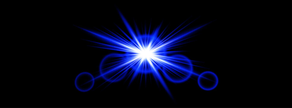 Electric blue starburst light effect dynamic radial flare for digital art and visual effects