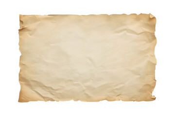 Fototapeta premium Old parchment paper texture with crumpled surface and torn edges, blank vintage scroll on transparent background