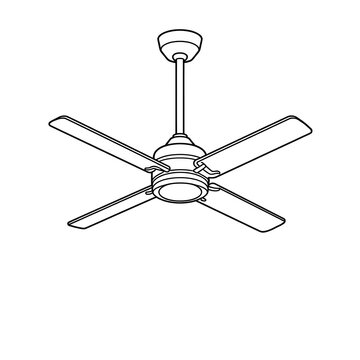 Modern Ceiling Fan Vector Illustration in Black Line Art Style