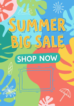 Bright colorful advertisement showcasing seasonal savings with abstract artistic background design