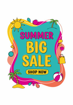 Bright abstract seasonal advertisement with playful graphics and exciting shopping discounts