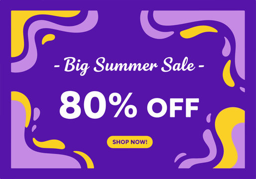 Creative shopping banner with colorful summer graphics and playful promotional message