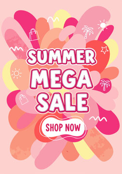 Modern summer shopping banner promoting twenty percent discount with vibrant colors