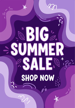 Stylish colorful summer advertisement promoting seasonal discounts with creative modern artwork
