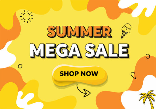 Stylish retail banner promoting seasonal savings through vibrant modern abstract artwork